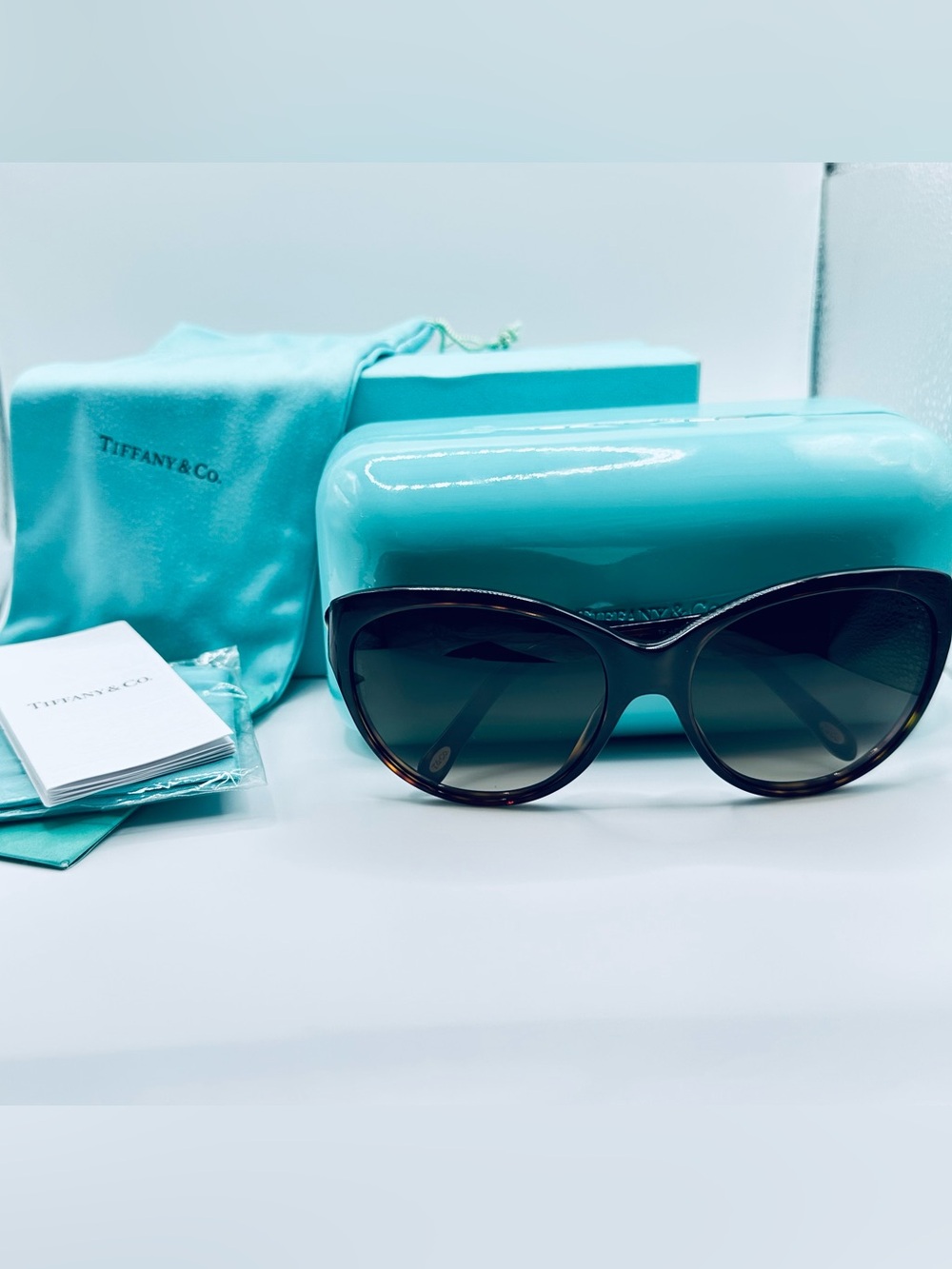 Tiffany & Co. Brown Gradient Sunglasses with Tiffany Blue Case and Pouch